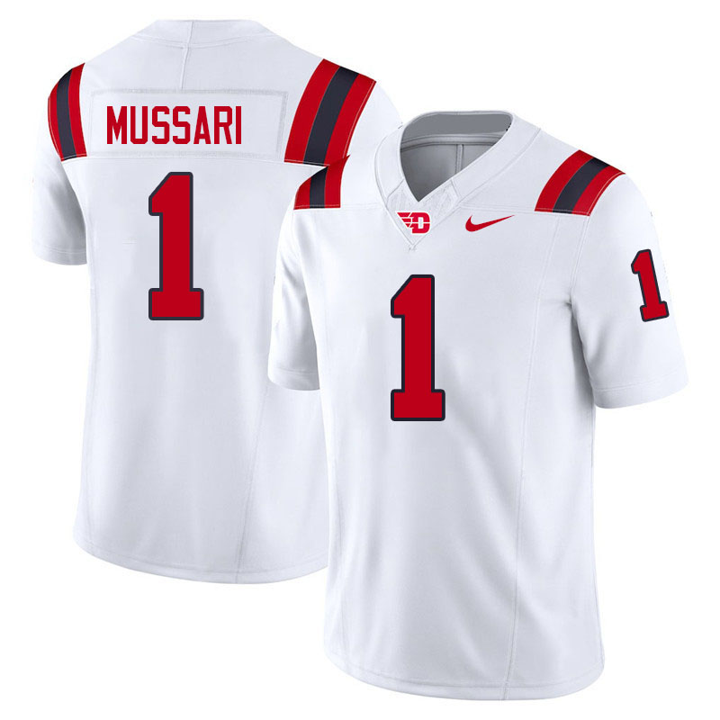 Dayton Flyers #1 Michael Mussari College Football Jerseys,Uniforms-White